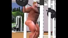 Jouer Derek pokepit statue nue faisant de l'exercice